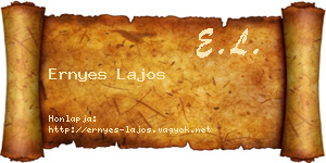 Ernyes Lajos névjegykártya